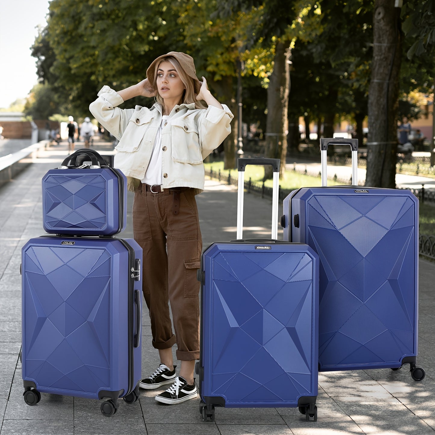 Kofferset – Reiskoffer – Bagageset – Suitcase – Trolley – ABS Hardcase – Digitale Weegschaal – 4-delige Set Zwart – Stille Spinner Wielen – Verstelbare Aluminium Trekstang