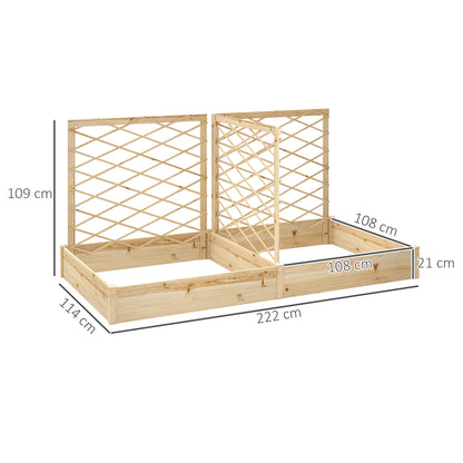Bloembak – Plantenbak – Tuinbak – Plantenbak Met Klimrek – Bloembak Hout – Verhoogd Tuinbed – Natuurlijk Gelakt Dennenhout – 222x114x109 cm