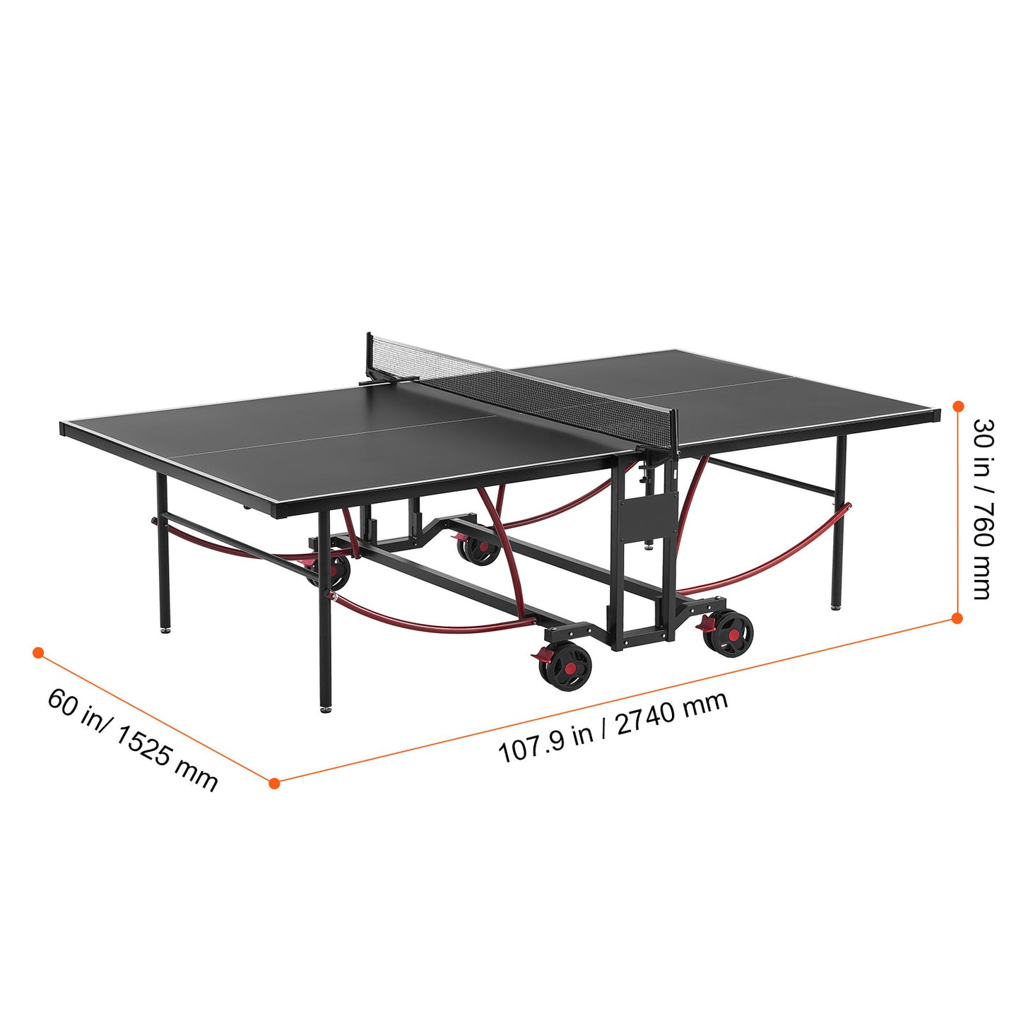Tafeltennistafel – Pingpongtafel – Tafeltennis Set – Opvouwbare Tafel – 108×60×30 Inch – Weerbestendig Aluminium-Plastic Blad – Vergrendelbare Mobiele Wielen