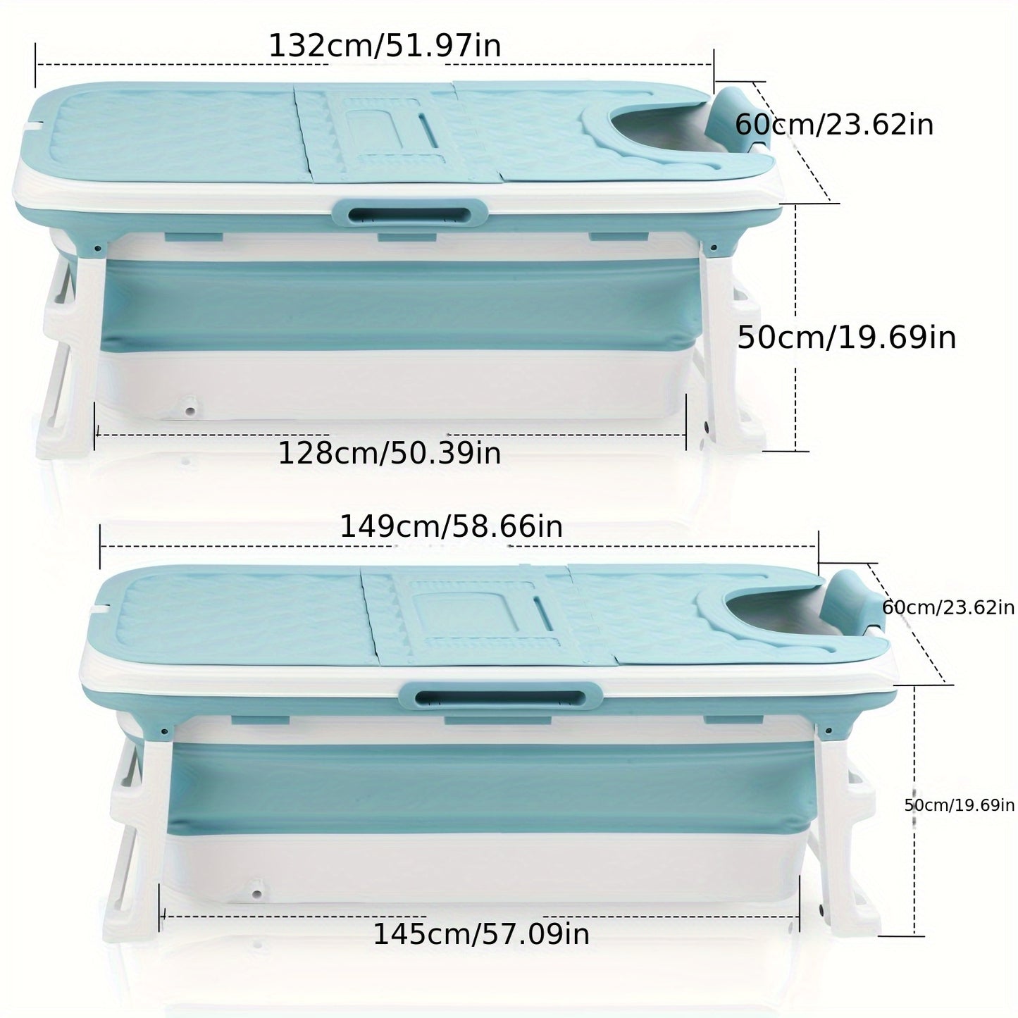 Inklapbare Badkuip – Opvouwbaar Bad – Draagbaar Bad – Gemakkelijk Op Te Zetten Bad – Mobiele Badkuip Voor Volwassenen – Compact 149x60x50 cm – Waterdicht PVC Materiaal – Compleet Met Afvoerslang En Deksel