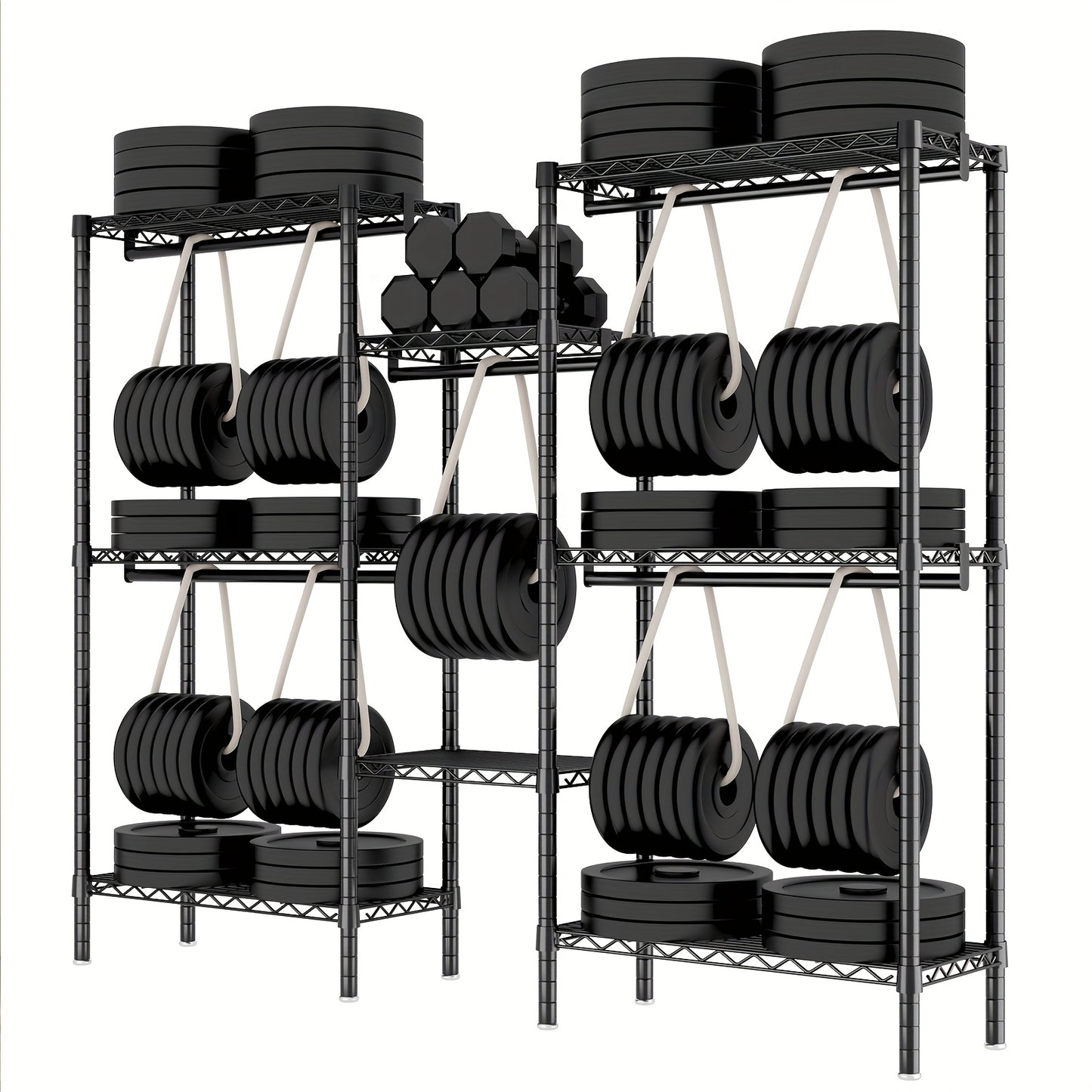 Modulair Garderobesysteem – Kledingrek – Kledingkast – Opbergsysteem – Garderobekast – Extreem Stevig Metalen Frame – 408 kg Draagkracht – 8 Planken & 5 Hangstangen – Anti-Kantel – Eenvoudige Montage – Voor Grote Ruimtes