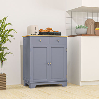 HOMCOM Multi-Storage Buffet with 2 Doors And Adjustable Shelf 2 Sliding Drawers Wooden Teak Top