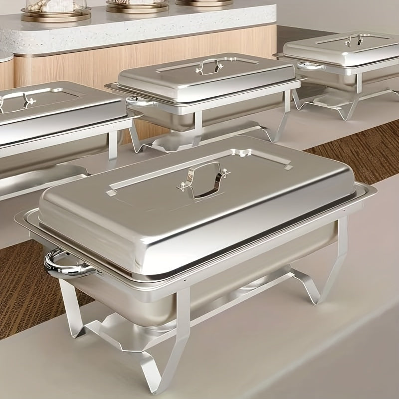Warmhoudset Buffet – Chafing Dish – Voedselwarmer – Buffetbak – Cateringset – 4 Stuks – 9 Liter Per Bak – 408 Roestvrijstaal Zonder Stroom