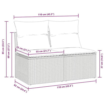 2pcs Beige Poly Rattan Outdoor Sofa Set with Cushions - All-Weather Durable Garden Furniture, Beige & Acacia Brown Wicker-like Texture, Low-Maintenance Patio Couch for Balcony, Poolside, Backyard - Comfortable Seating for Ind