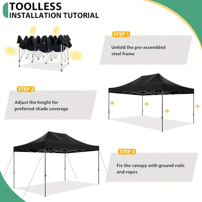 Partytent – Tuinpaviljoen – Easy Up Tent – Vouwtent – Overkapping – 3x4,5 m – 4 Afneembare Zijpanelen – Waterafstotend Frame