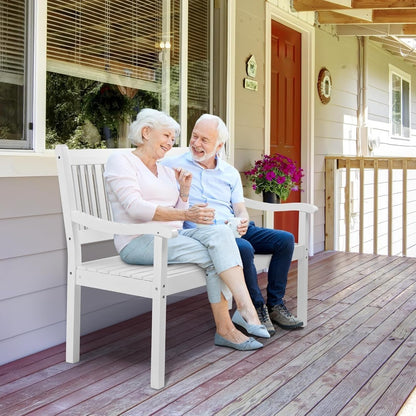 Houten Tuinbank – Buitenbank – Tuinmeubel – Balkonbank – Terrasbank – Weerbestendig Wit – Ergonomische Rugleuning – Draagvermogen 363 kg