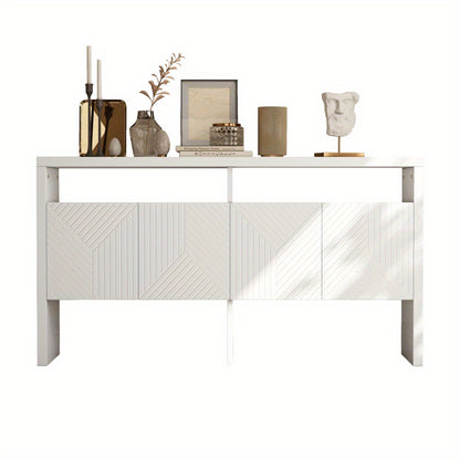 Dressoir – Ladekast – Opbergkast – Buffetkast – Kast – Wit MDF – 140x75x35 cm – Met Open Vakken en 4 Deuren
