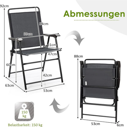 Tuinstoelen – Inklapbare Stoelen – Balkonstoelen – Tuinstoel Set – Campingstoelen – Stevig Metalen Frame – Ademend en Lichtgewicht Textiel