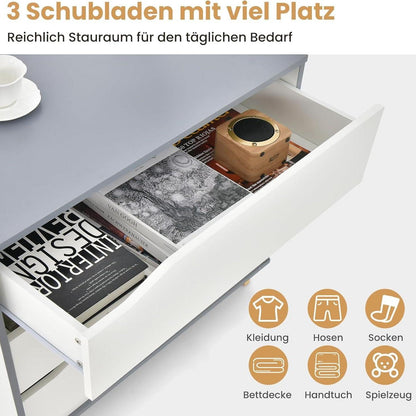 Nachtkastje – Ladekast – Opbergkast – Bedtafeltje – Bijzetkast – Met 3 Ruime Lades – Stabiel MDF Hout 75x42x75 cm