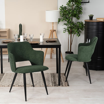 Eetkamerstoel – Stoel – Armstoel – Designstoel – Scandinavische Stoel – Groen – Ergonomisch Design – Zacht Polyester Met Stalen Frame
