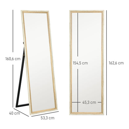Staande Spiegel – Passpiegel – Vloerspiegel – Full Length Spiegel – Vrijstaande Spiegel – Kantelbaar – Metalen Gouden Frame – 160x40 cm