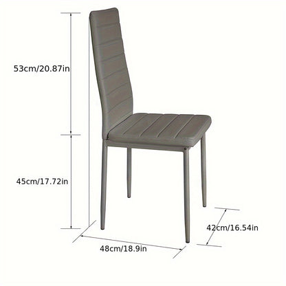 Set van 6 Eetkamerstoelen – Grijs Kunstleer met Stevige Metalen Poten – Moderne en Comfortabele Stoelen voor Keuken of Eetkamer
