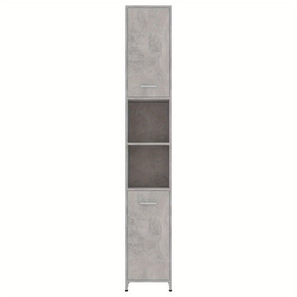 Badkamerkast – Opbergkast – Kolomkast – Kast Met Deuren – Smalle Badkamerkast – Beton Grijs – 30x30x183,5 cm – Gemaakt Van Hygiënisch Kunstmatig Hout