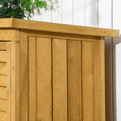 Tuinkast – Houten Tuinhuisje – Tuinberging – Gereedschapskast – Opbergkast – Afgelakt Vurenhout – Ventilerende Lamellen Deuren – 87x46,5x160 cm