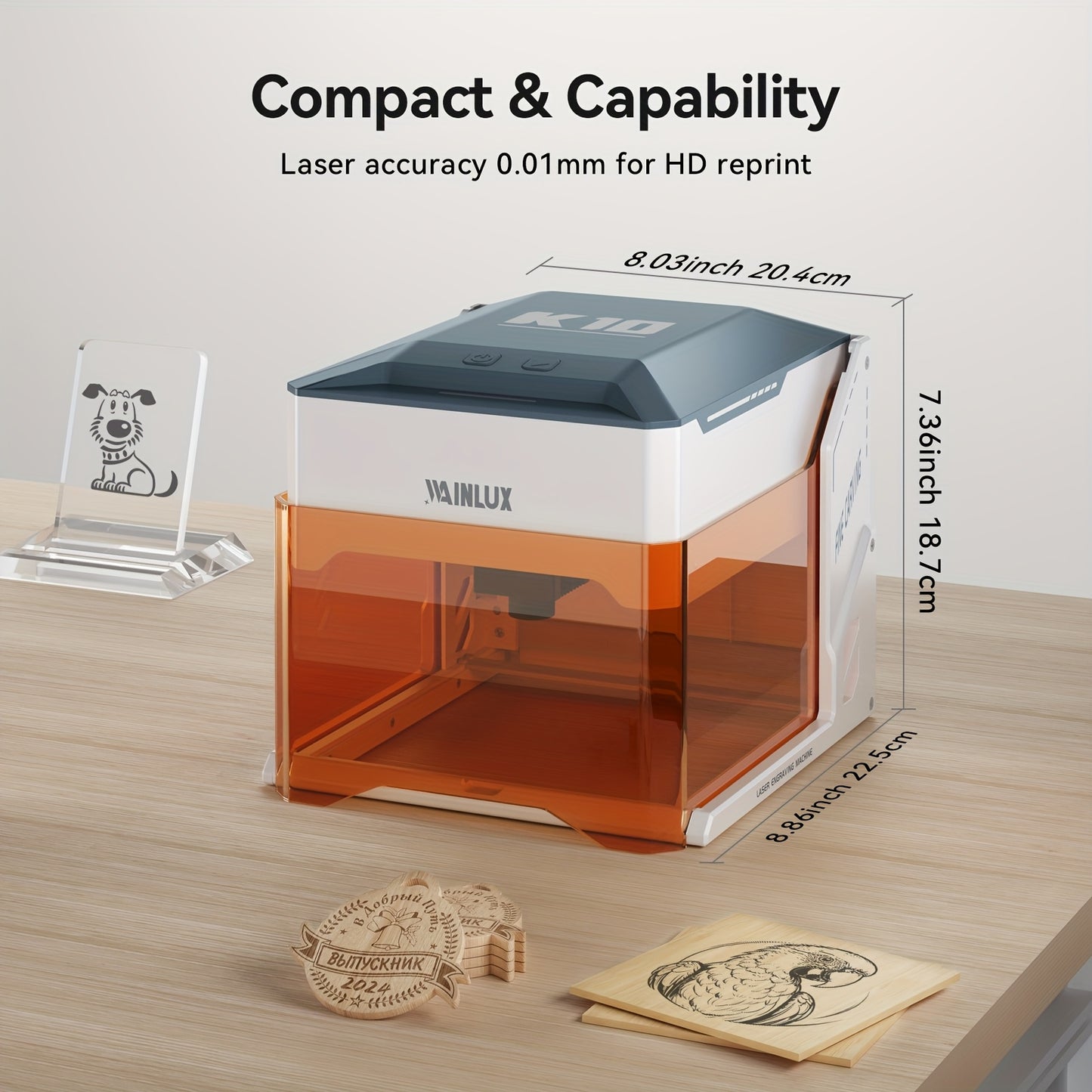 Lasergraveermachine – Graveermachine – Laserprinter – Laser Cutter – Mini Lasergraveur – 3W Laservermogen – Compact 80x80 mm Graveeroppervlak
