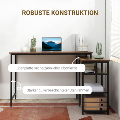 Hoekbureau – Hoekbureau Computerbureau – Bureau – Schrijftafel – L-vormig – Spaanplaat & Metaal – 135x90x79 cm – Met Opbergruimte