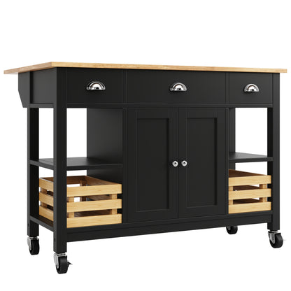 Keukenmeubel – Dressoir – Keukeneiland – Eetkamerkast – Serveerwagen – Zwart – Multifunctioneel Met Opbergbasket – Duurzaam Metaal 120x45x90 cm