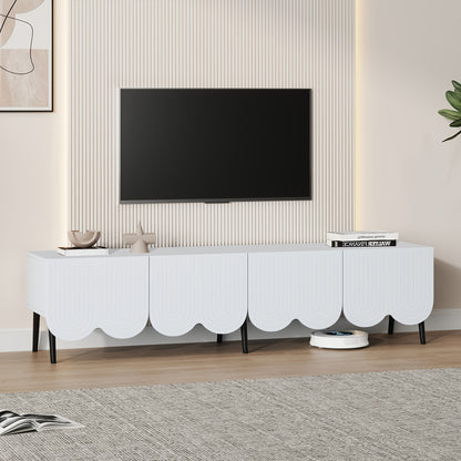 TV Meubel – Tv Kast – Tv Dressoir – Tv Stand – Media Meubel – Wit – Uniek Design – Kabelbeheer – Geschikt Voor Tv Tot 203,2 cm