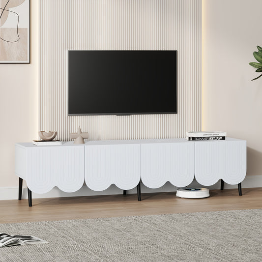 TV Meubel – Tv Kast – Tv Dressoir – Tv Stand – Media Meubel – Wit – Uniek Design – Kabelbeheer – Geschikt Voor Tv Tot 203,2 cm