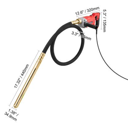 Betontrilplaat – Betontrilmachine – Betontrilnaald – Betonverdichter – Vibratortrilplaat – 960W Krachtige Motor – 2 Meter Flexibele Steel