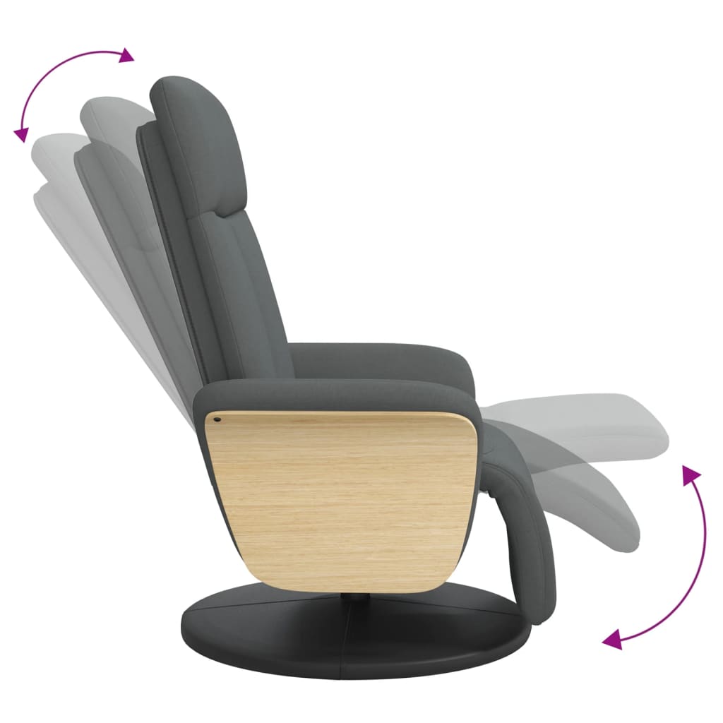 Fauteuil – Relaxfauteuil – Verstelbare Stoel – Zithoekstoel – Donkergrijze Fauteuil – Traploos Verstelbare Rugleuning – 360° Draaibaar