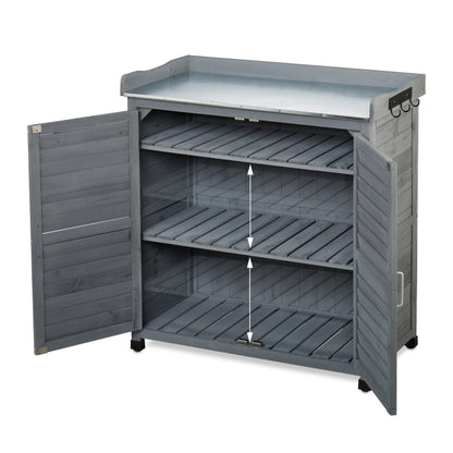 Plantenwerkbank – Tuinwerkbank – Plantenbank – Pottafel – Tuinmeubel – Groot Opbergvak – Stevig Grenenhout
