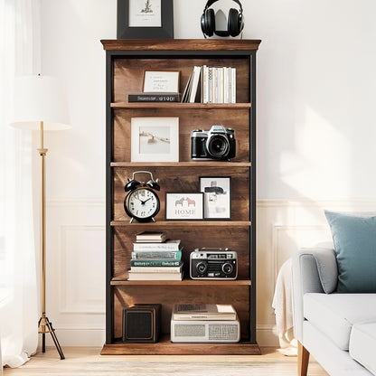 Boekenkast – Boekenrek – Vakkenkast – Opbergkast – Stellingkast – Industrieel Design – 6 Lagen – Hout & Metaal – Ruimtebesparend – Stevig & Duurzaam