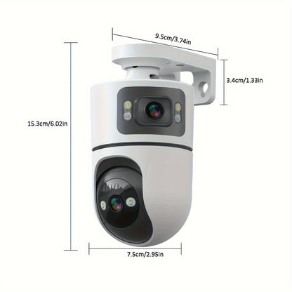 Bewakingscamera – Beveiligingscamera – IP Camera – Buitencamera – Huisbeveiliging – Draadloos met Dual Lens – Nachtzicht met Auto Tracking