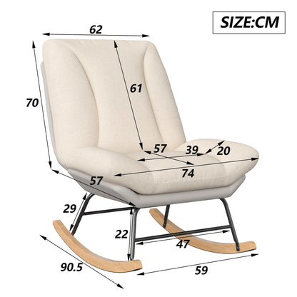 Schommelstoel – Schommelstoel Met Kussen – Relaxstoel – Schommelstoel Voor Binnen – Balkonstoel – Verstelbare Rugleuning – Zacht Comfortabel Kussen – Beige Grijs