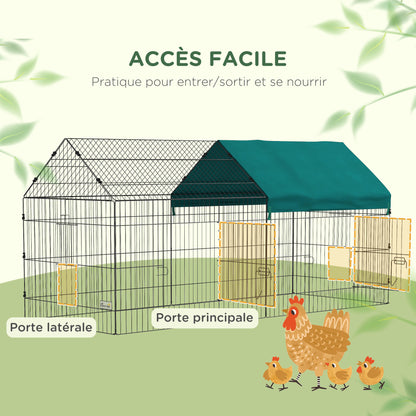 Konijnenren – Dierenren – Knaagdierenren – Buitenren – Binnenren – Modulaire Stalen Ren – Met Afdekking – 220x85x103 cm – Groen