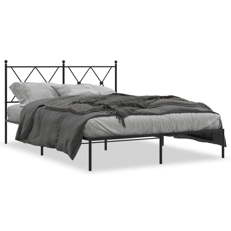 Metal Bed Frame with Headboard, 140X190 Cm