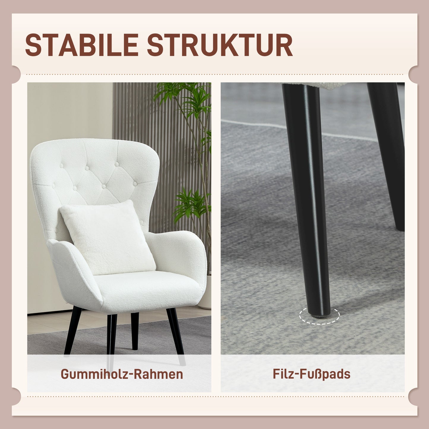 Fauteuil Gestoffeerd – Relaxfauteuil – Lounge Stoel – Leunstoel – Teddy Fauteuil – Wit – Diamond Quilting – Inclusief Sierkussen – 88x75x106 cm