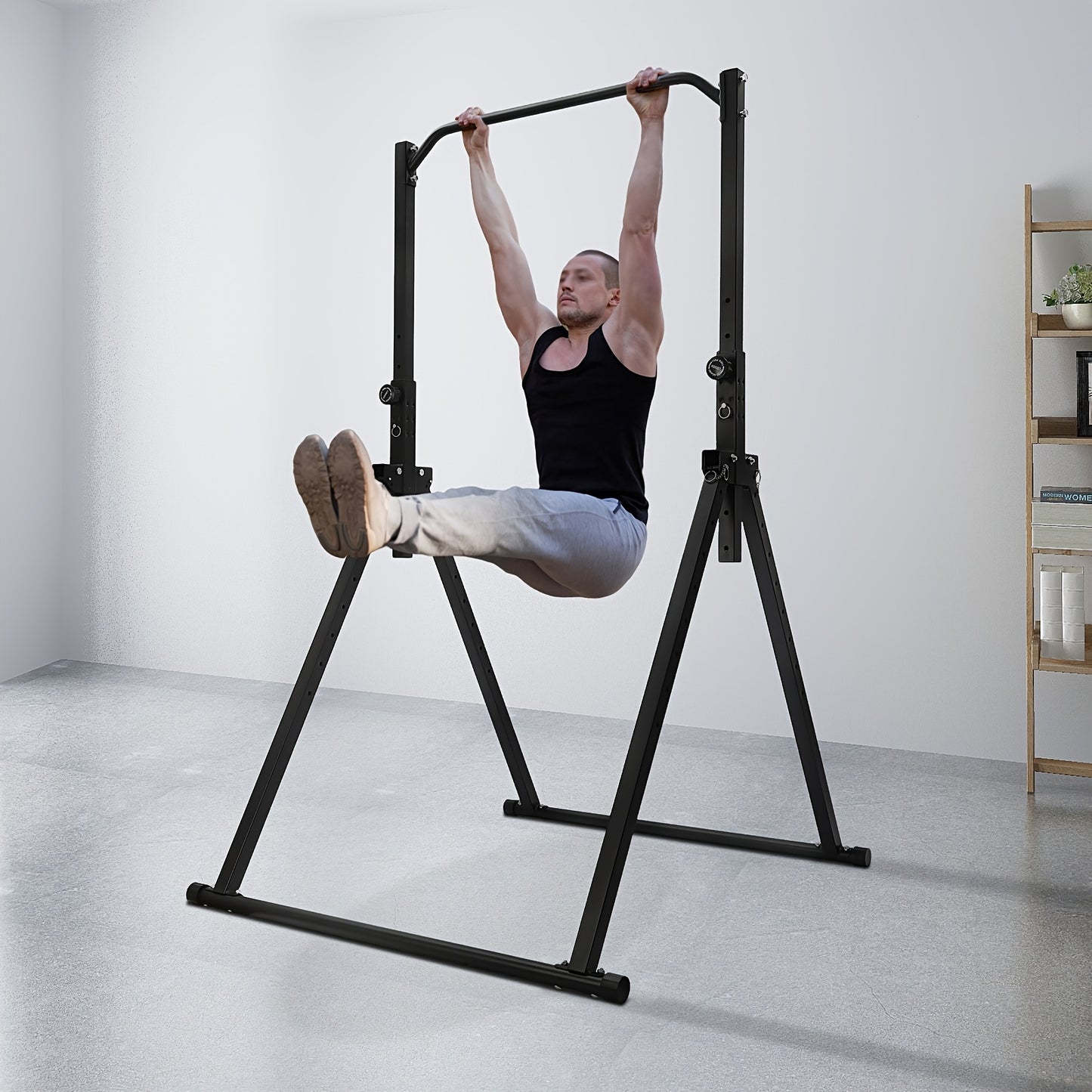 Pull-up Bar – Optrekstang – Klimstok – Fitnessstang – Krachtstation – Verstelbaar 1,75-2,30 m – Robuust Tungsten Staal – Vrijstaand & Inklapbaar – Zwart