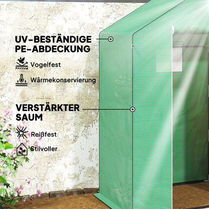 Kweekkas – Tuinkas – Broeikas – Groentekas – Tomatenkas – Winterbestendig Met Staalfolie – Compact 143x74x190 cm