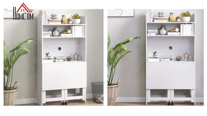 Inklapbaar Bureau – Computertafel – Werkplekmeubel – Study Desk – Thuiswerkbureau – Met Vier Planken – Mobiel Met Wieltjes
