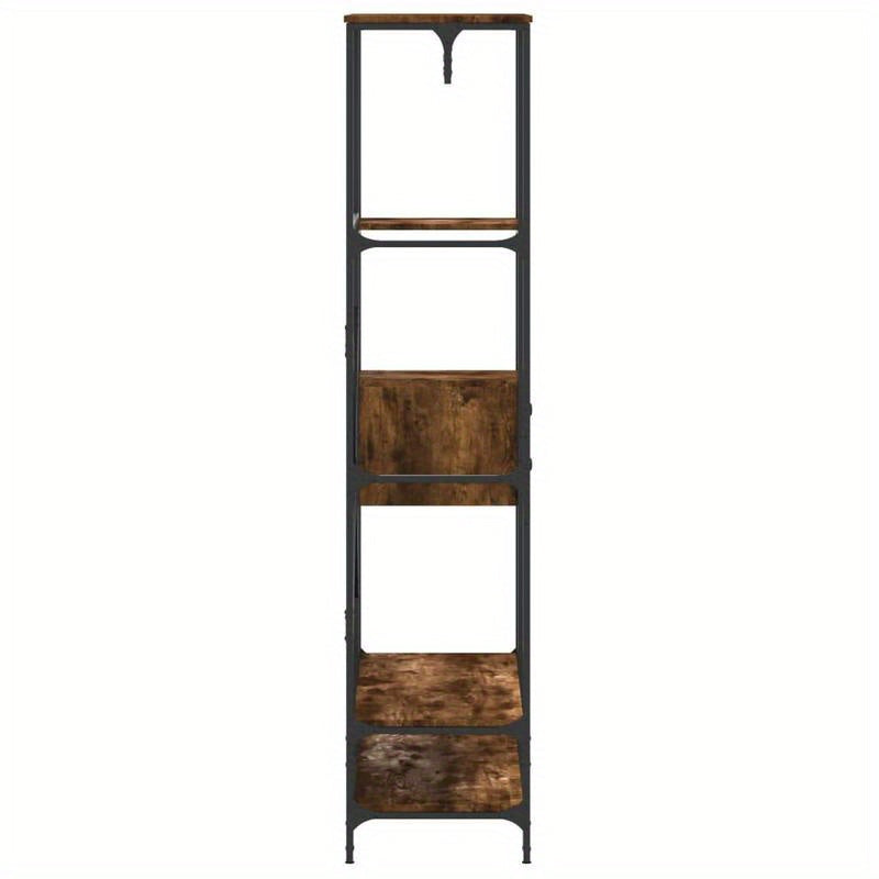 Multi-Tier Metal Clothes Rack with Smoked Oak Wood Shelves - Freestanding Storage Organizer for Bedroom, Bathroom, Wardrobe - Perfect for Hanging Clothes, Bags & Accessories, Clothes Organizer Storage