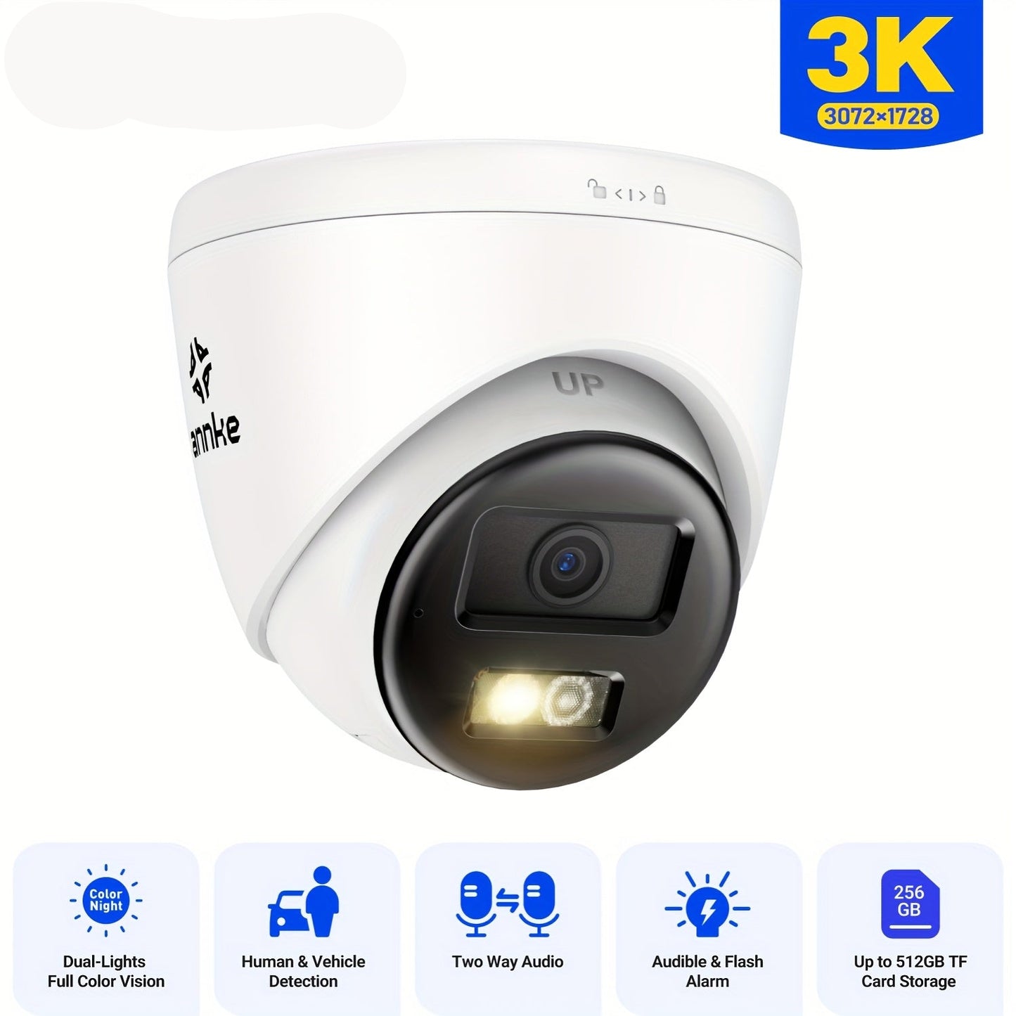 IP Camera – Camerabewaking – Beveiligingscamera – Buitenbeveiliging – Turret Camera – 5MP 3K Resolutie – AI Mensen- en Voertuigdectectie – Kleurennachtzicht – Tweewegs Audio – Weerbestendig