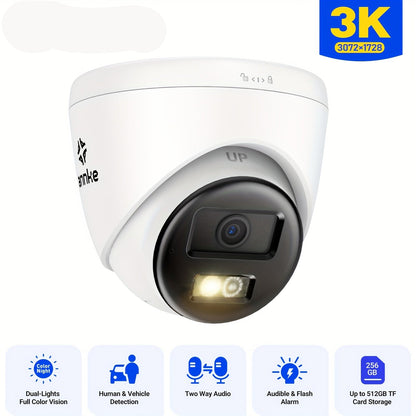 IP Camera – Camerabewaking – Beveiligingscamera – Buitenbeveiliging – Turret Camera – 5MP 3K Resolutie – AI Mensen- en Voertuigdectectie – Kleurennachtzicht – Tweewegs Audio – Weerbestendig