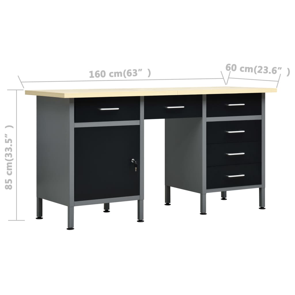 Werkbank – Werktafel – Werkstation – Werkplek – Werkbank Met Wandpanelen – 6 Lades – 500 Kg Max Belastbaarheid