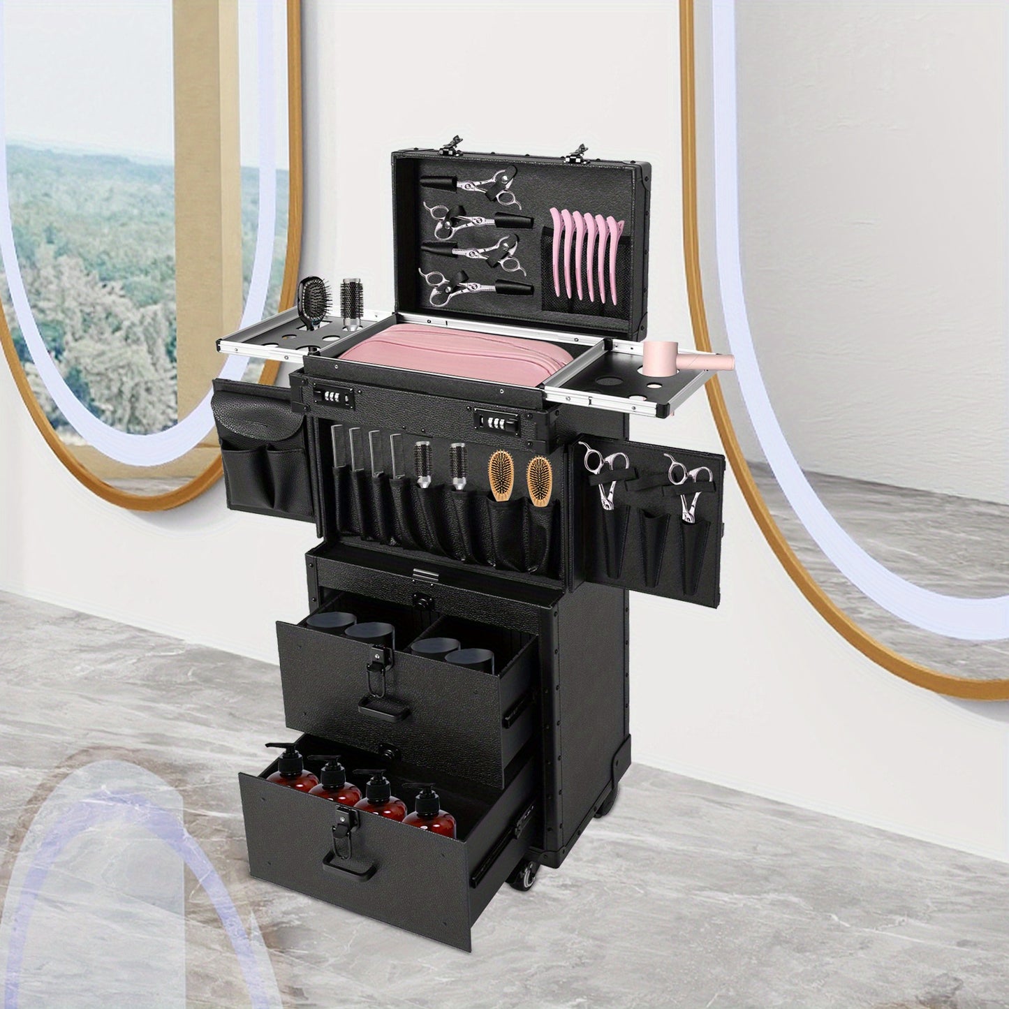 Hairdressing Tool Kit Salon Hairdressing storage cabinet, For Storing Hair Clips, Hair Dryers, Straighteners, And Other Hairdressing Tools, Or For Storing Jewelry, Toiletries, Shaving Tools, Etc