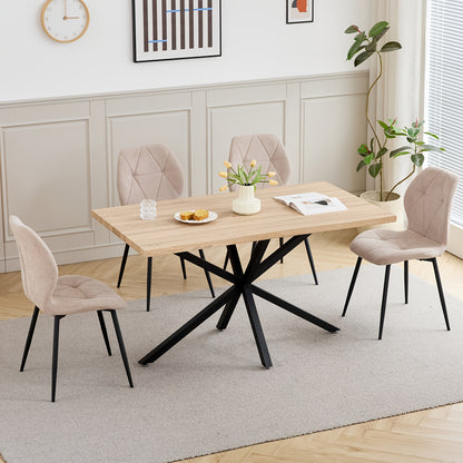 Eettafel – Tafel – Dinertafel – Werktafel – Vergadertafel – Houtkleur – Verstelbare Hoogte – Stevig Metaal Kruisframe