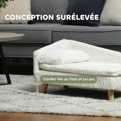 Hondenbank – Kattenbank – Huisdierenbed – Dierenbank – Zacht Kussen – Verwijderbare Wasbare Hoezen – Verhoogd Ontwerp – Polyester Met Katoenen Vulling – Creme – 70 x 42,5 x 38,5 cm – Geschikt Tot 15 kg