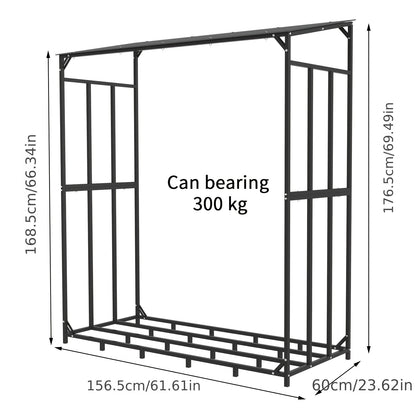 Versterkte Houten Stapelrek – Buiten, Zware Staalconstructie – Robuuste Houtopslag voor Open Haard of Tuin
