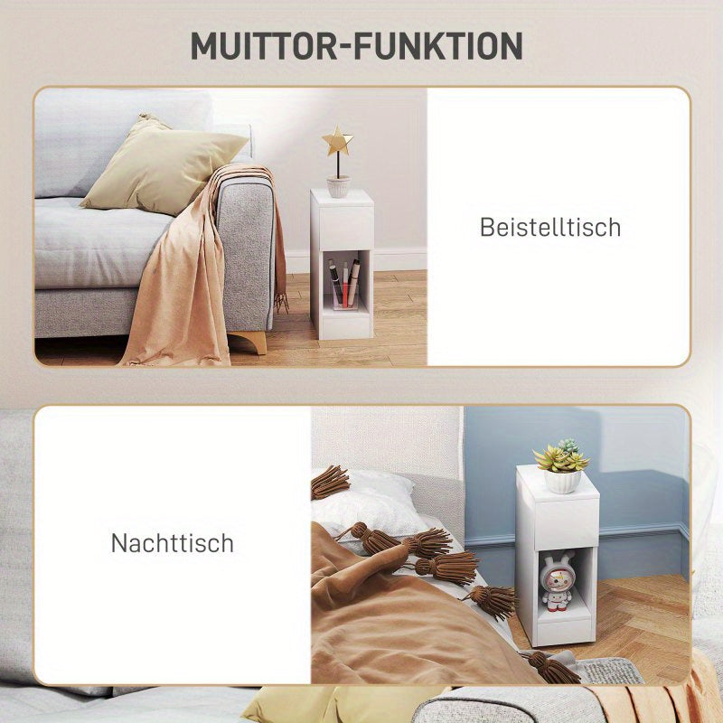 Nachtkastje – Bijzettafel – Nachttafel – Ladekast – Nachtkast – Wit – Compact Design 20x30x50 cm – Spaanplaat Melamine Coating