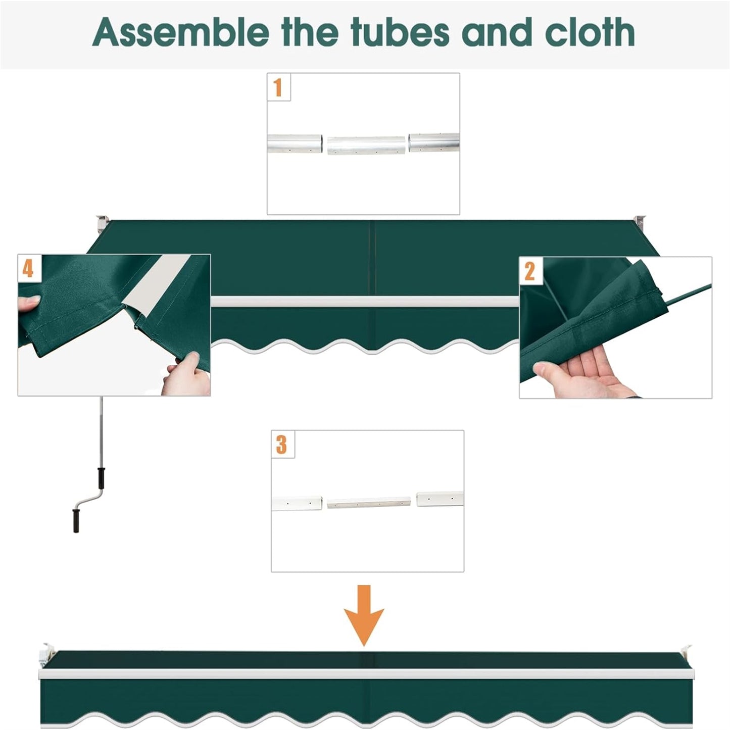 Knikarmscherm – Uitvalscherm – Zonnescherm – Luifel – Zonwering – Handbediend – 300x250 cm – Aluminium Frame – UV-bestendig Polyester – Verstelbare Hoek 40-100° – Waterafstotend