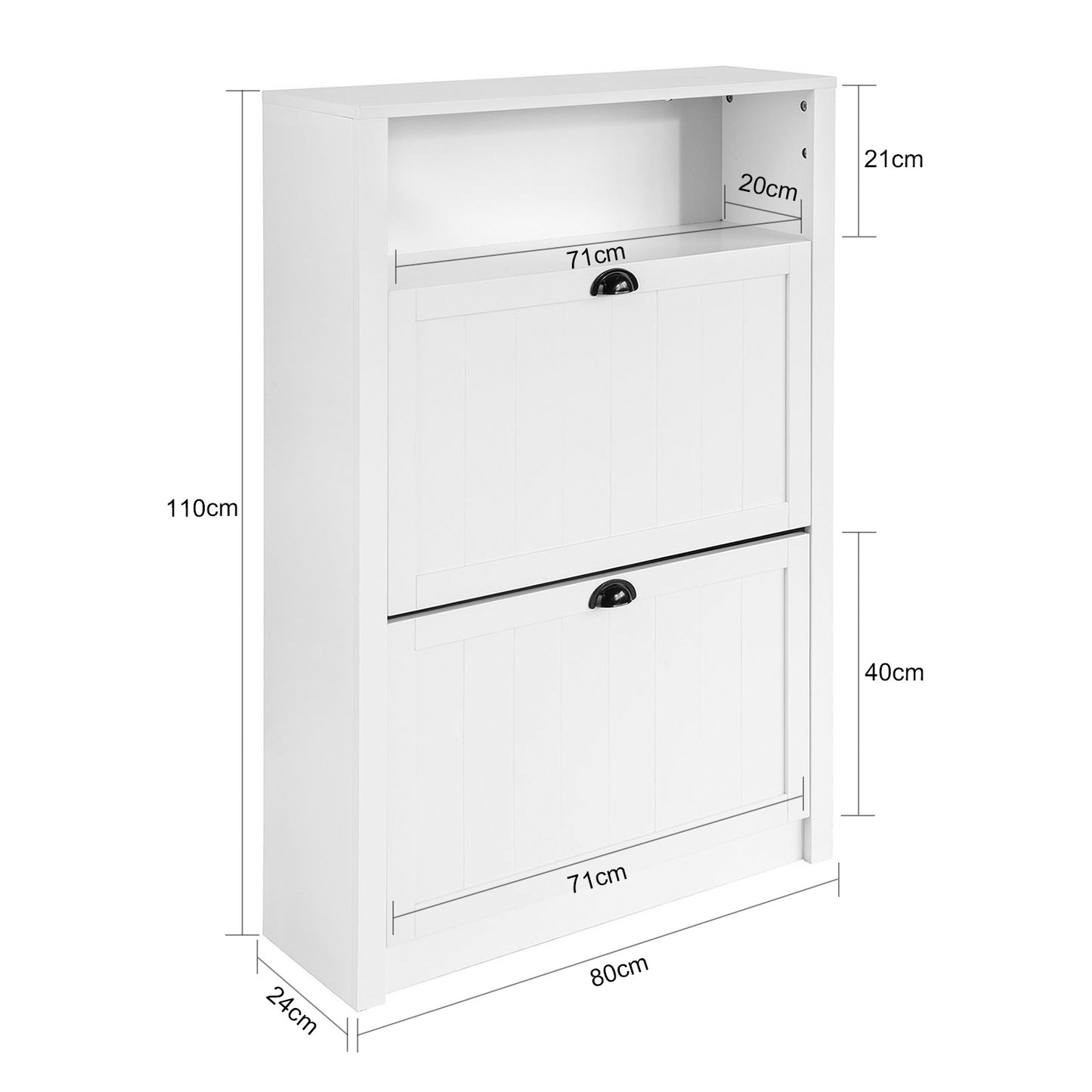 Schoenenkast – Schoenenrek – Schoenenopberger – Opbergkast – Halmeubel – Compact 80x24x110 cm – MDF Met 2 Laden En Extra Opbergruimte