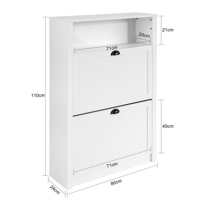 Schoenenkast – Schoenenrek – Schoenenopberger – Opbergkast – Halmeubel – Compact 80x24x110 cm – MDF Met 2 Laden En Extra Opbergruimte