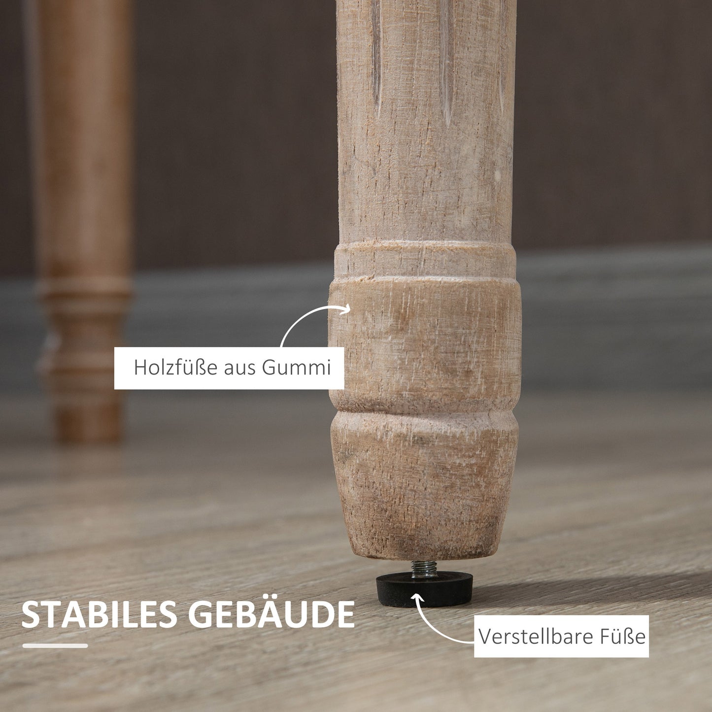 Eetkamerstoelen – Keukenstoelen – Stoelenset – Rattan Stoelen – Linnen Stoelen – Grijs – Comfortabele Bekleding – Massief Houten Poten