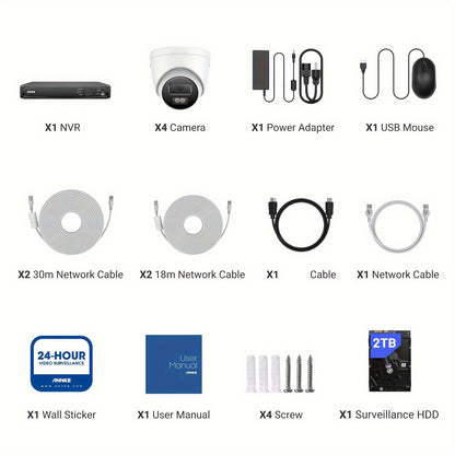 12MP CCTV Beveiligingssysteem – Beveiligingscamera – Toezichtcamera – IP Camera – NVR Recorder – Kleur- & Infra Rood Nachtzicht – Intelligente Mens- en Voertuigdetectie