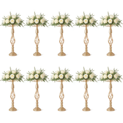 Metalen Vaas – Bloemenvaas – Siervaas – Bloemhouder – Decoratieve Vaas – Gouden Accenten – 52 cm Hoog – Roestvrij Staal